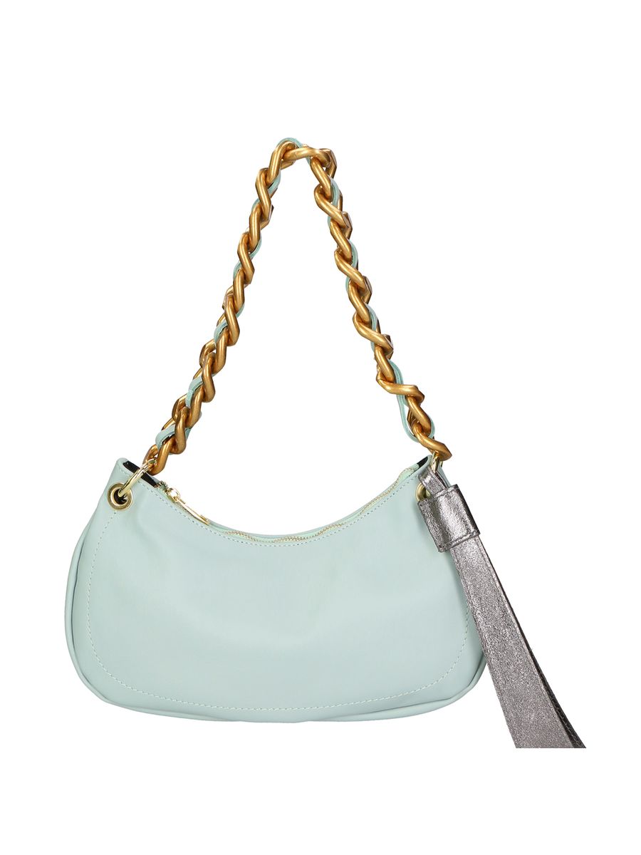 Himmelblaue Schultertasche mit Kette