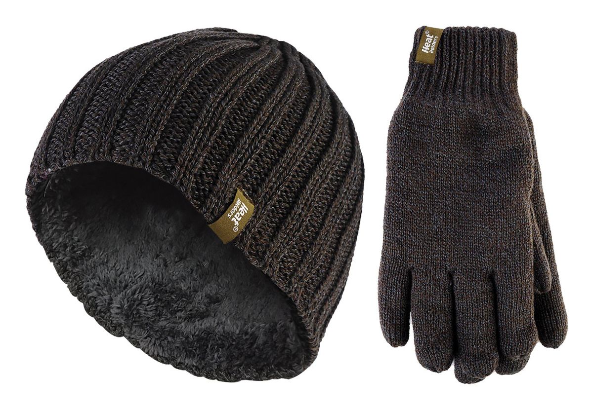 Herren-Thermomütze & Handschuh-Set für den Winter | Wärmespender | Fleece gefüttert - Khaki Grün