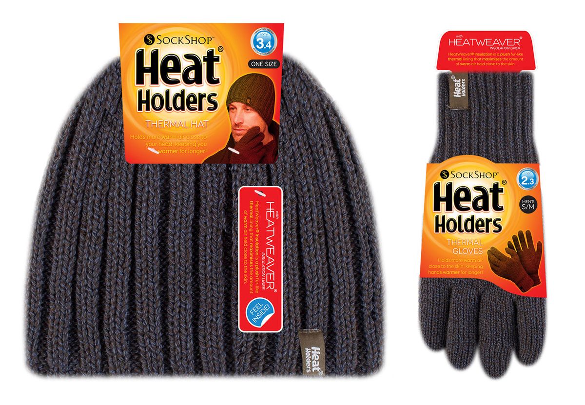 Geripptes Thermomützen- und Handschuh-Set