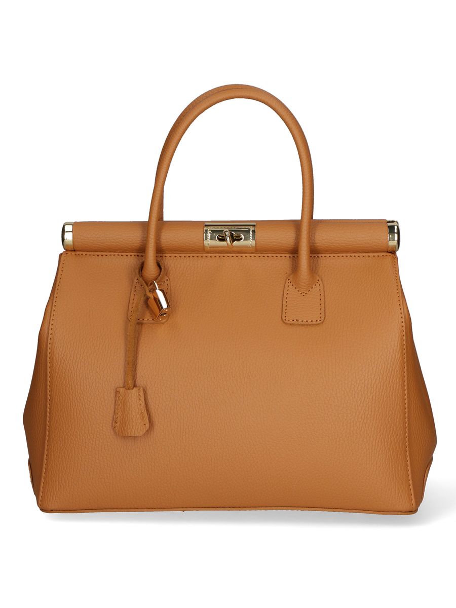 Cognacfarbene Ledertasche