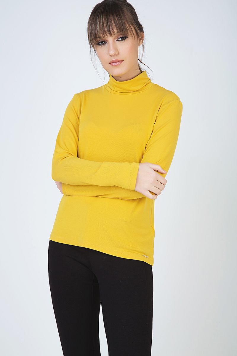 Klassisches Langarm-Rollkragenshirt aus Stretch