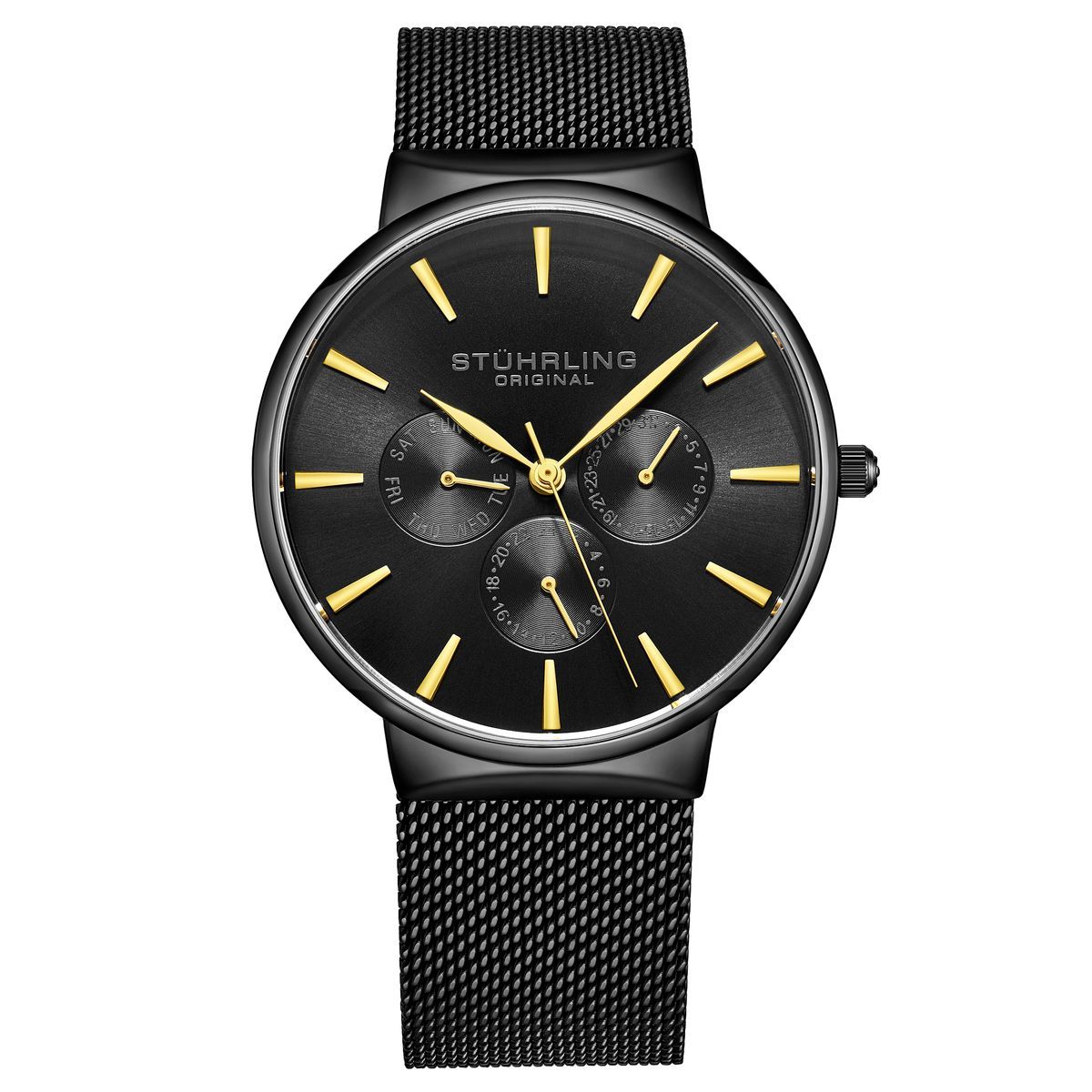 Herren Multifunktions Quarz Uhr Schwarz
