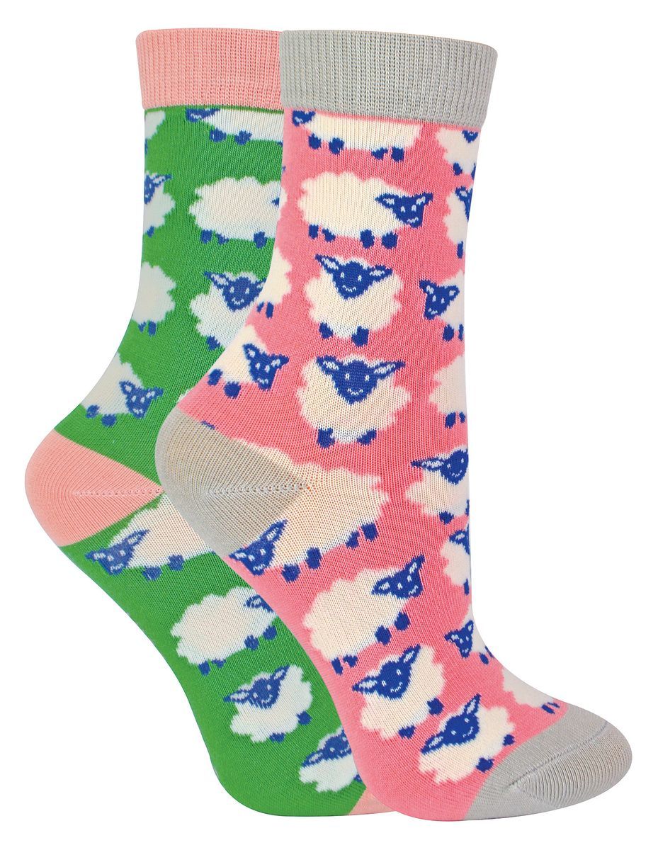 Miss Sparrow - 2er-Pack Mädchen Bambus Tier gemusterte Socken - Schaf