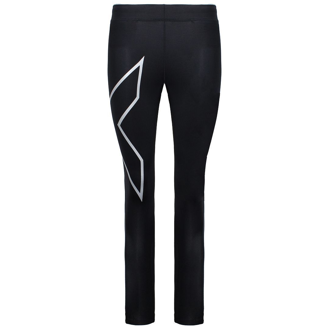 Core Kompressions-Leggings Tights Silbernes Logo