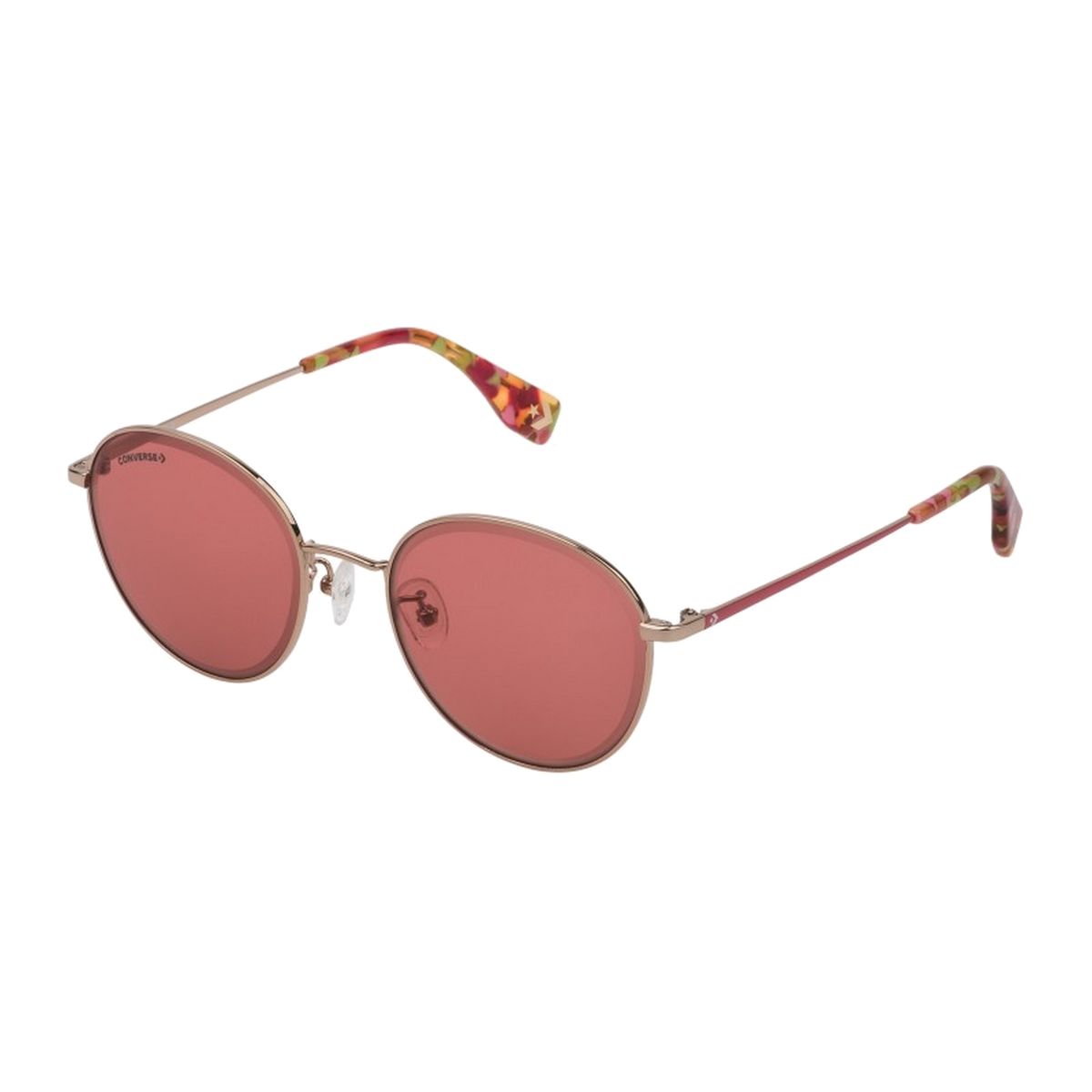 Runde Sonnenbrille mit Blumenmuster-Bügeln