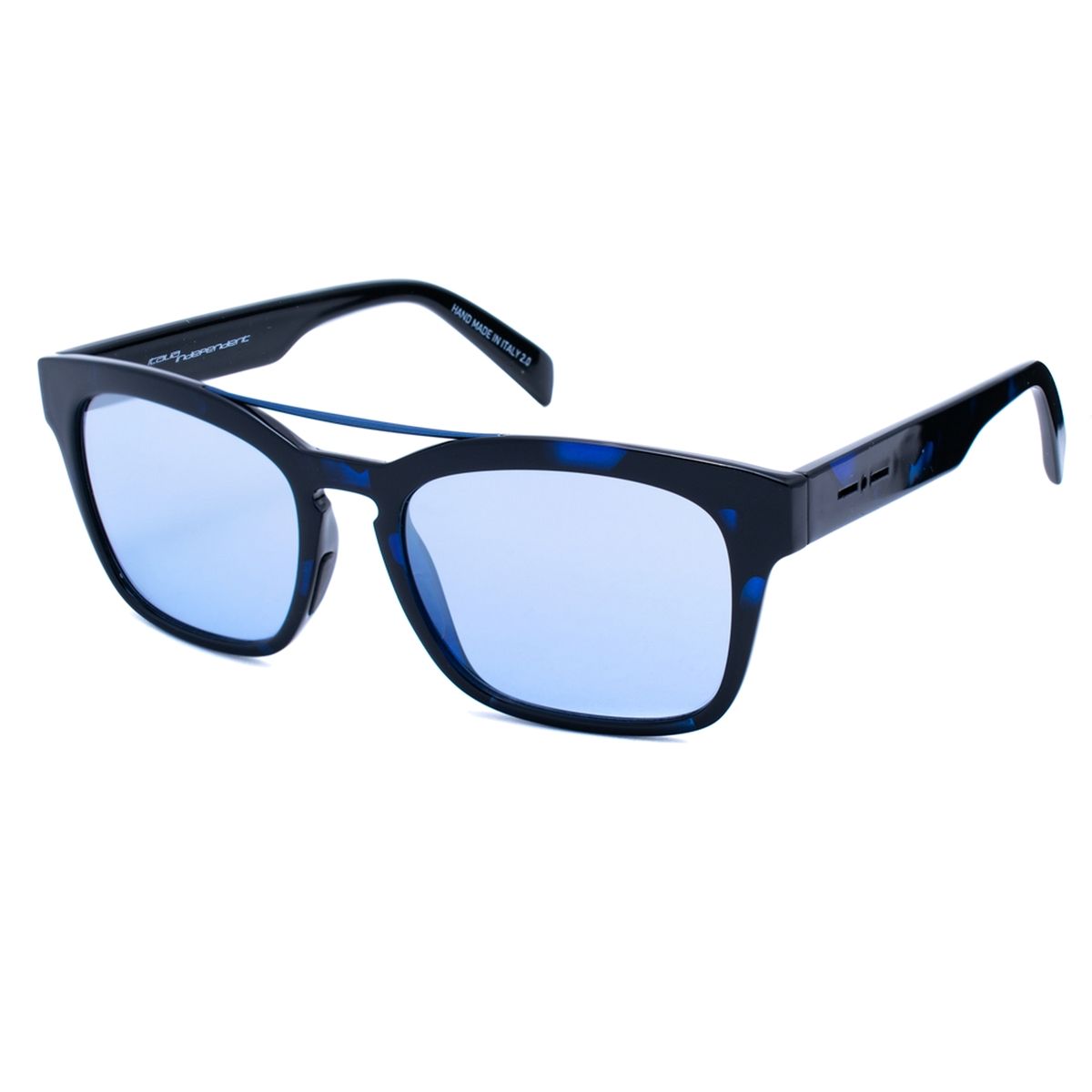 Sonnenbrille mit quadratischem Rahmen und blauen Gläsern