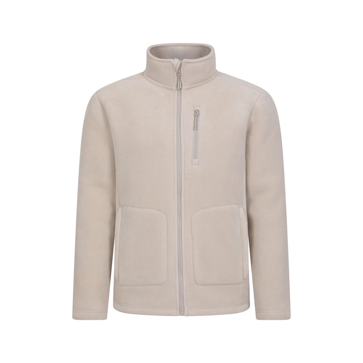 Beige Fleecejacke mit durchgehendem Reißverschluss für Herren