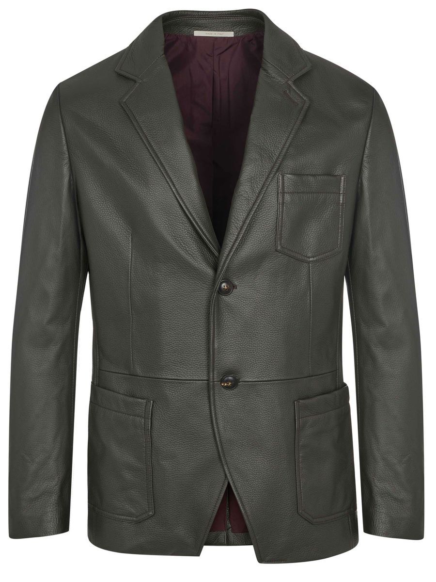 Leder Zwei-Knopf-Blazer Jacke
