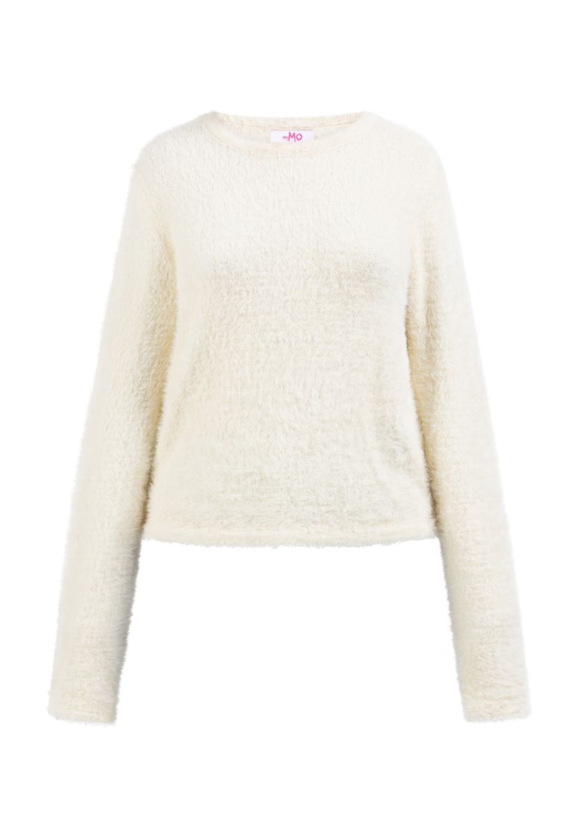 Mymo Strickpullover Damen Wollweiß
