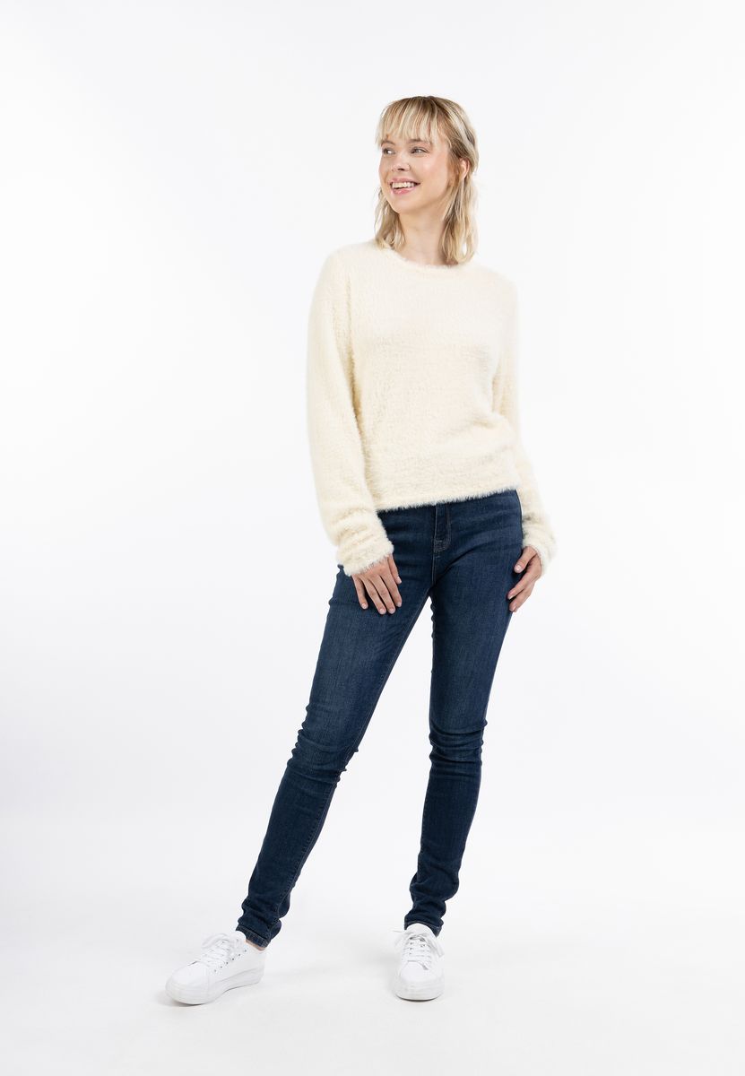 Flauschiger Strickpullover mit Rundhals