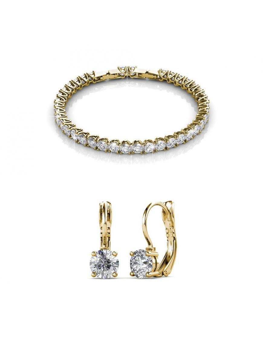 Kristall Tennisarmband und Ohrring-Set
