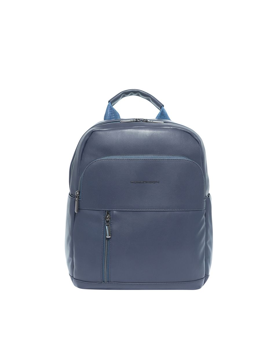 Moderner minimalistischer blauer Lederrucksack