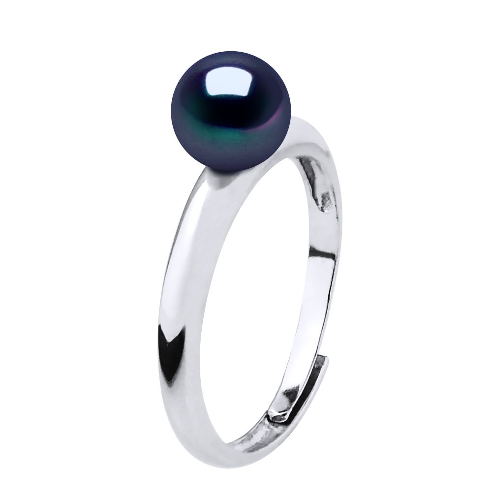 Schwarze Perle Sterlingsilber Verstellbarer Ring