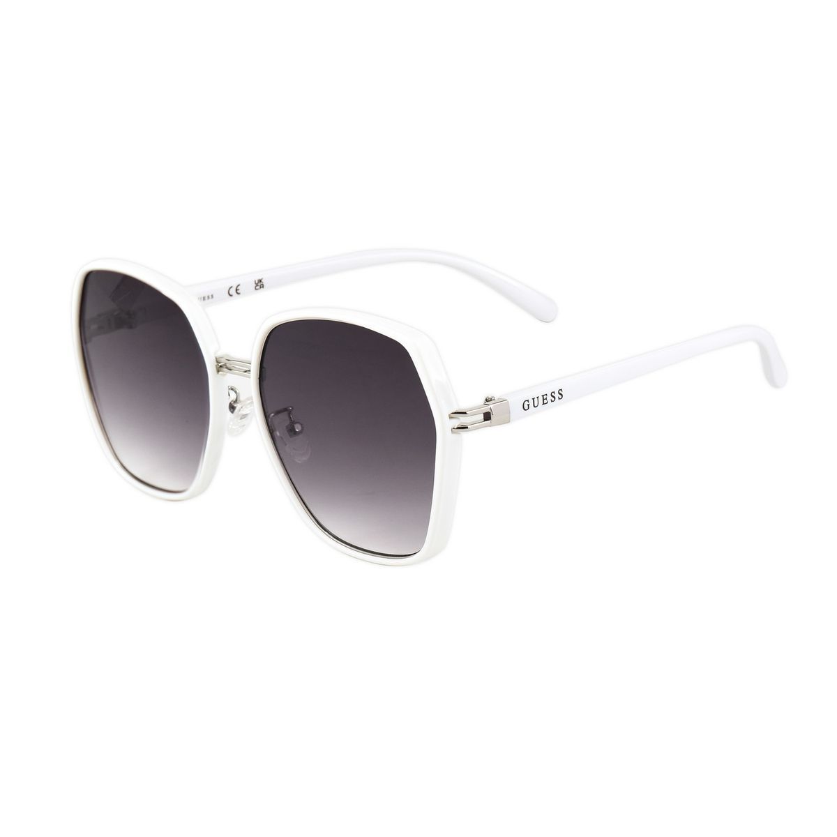 Weiße übergroße, quadratische Sonnenbrille mit Farbverlauf