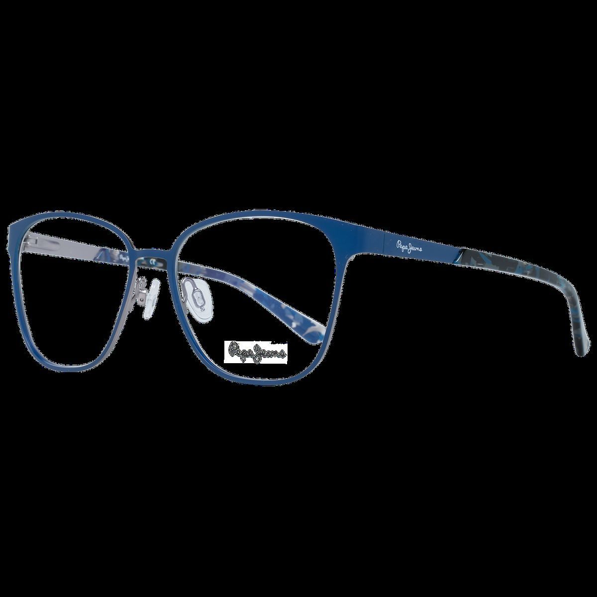 Blaue Vollrand-Metallbrille