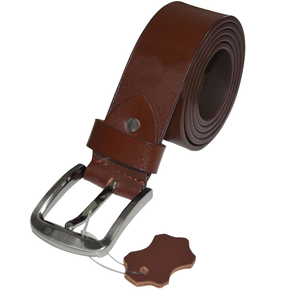 Brauner Ledergürtel mit silberner Schnalle