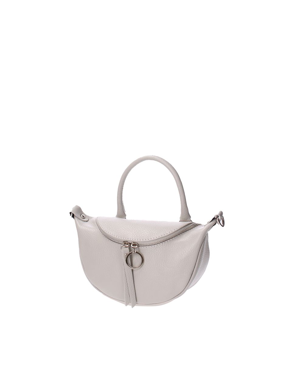 Halbrunde Lederhandtasche mit Tragegriff