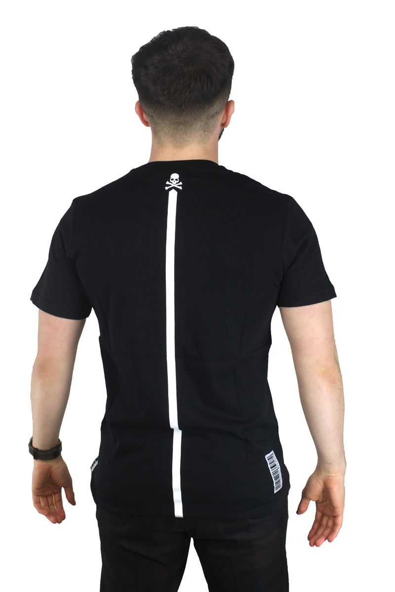 Grafik-T-Shirt mit Totenkopf und Strasssteinen