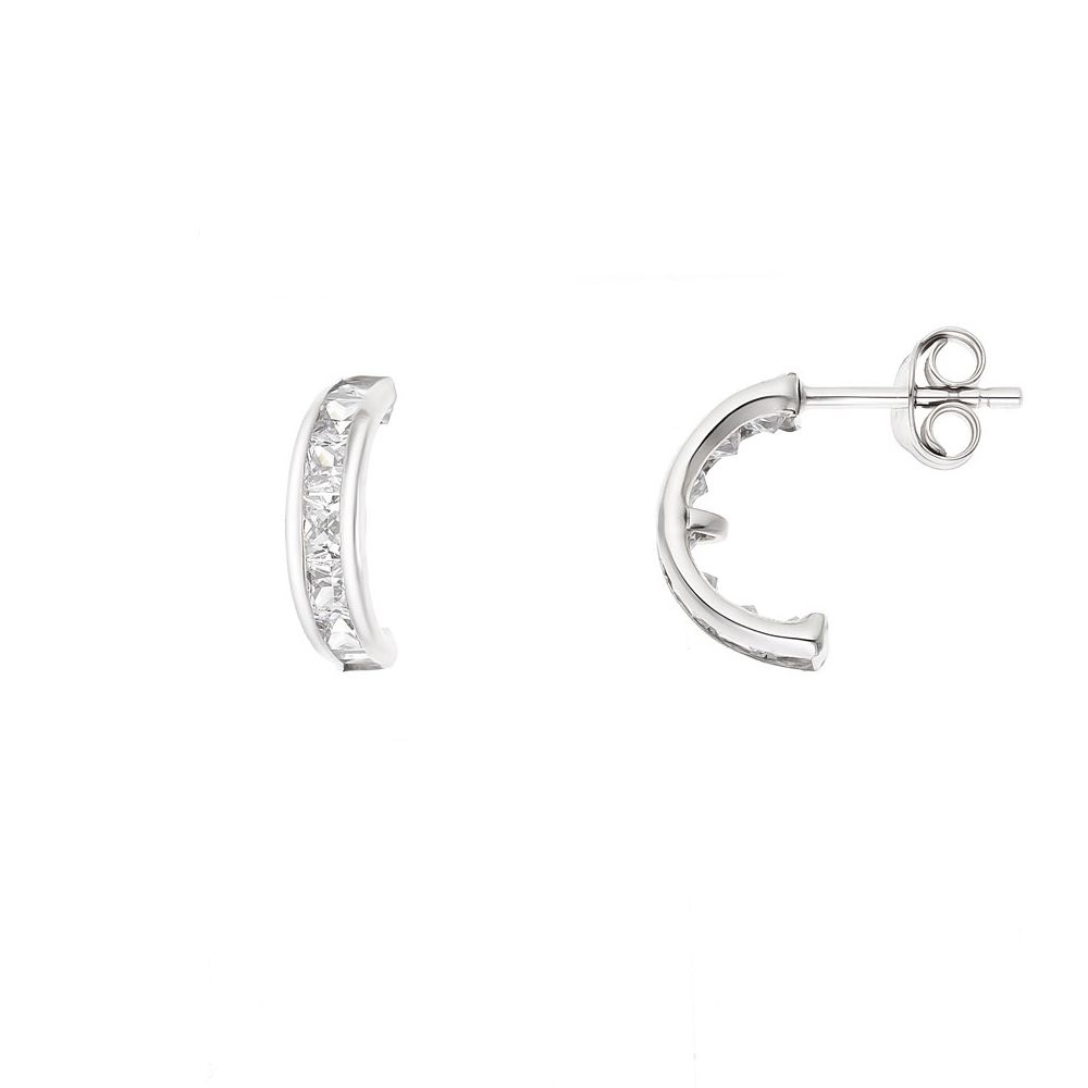 Silberne Cubic Zirkonia Halbcreolen