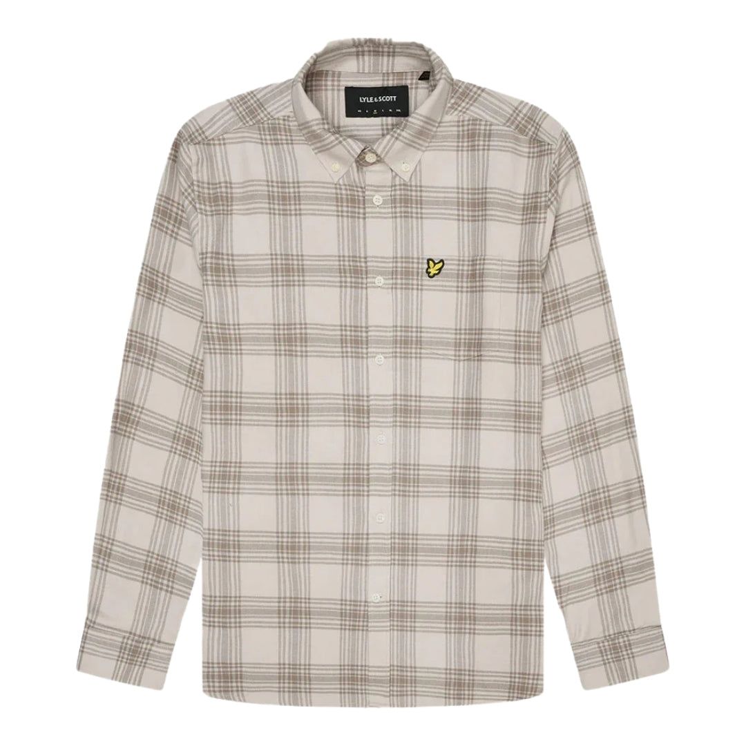 Beige kariertes Flanellhemd