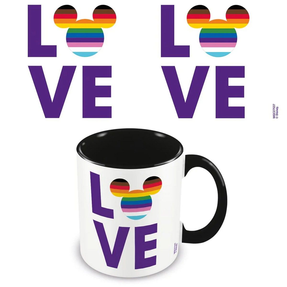 Disney - Kaffeebecher "Pride", "Love" (Weiß/Violett/Schwarz)