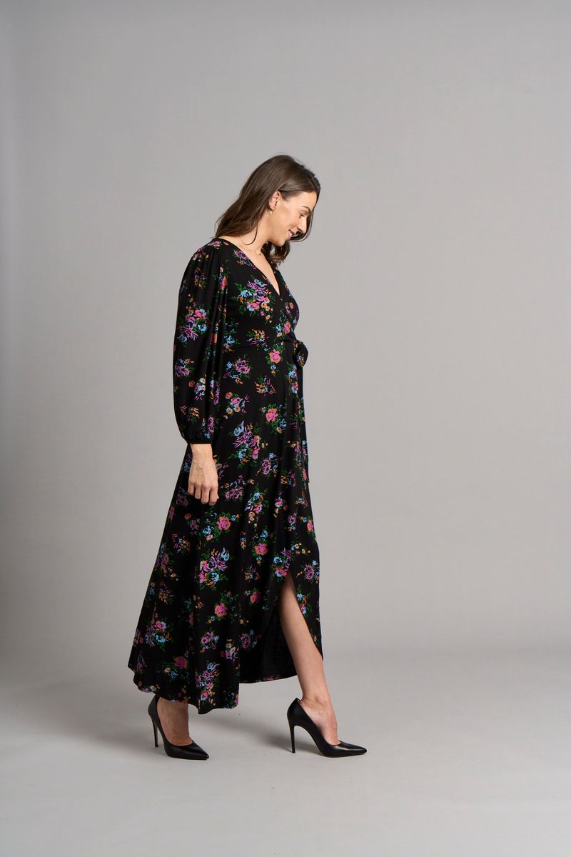 Wickel-Midikleid mit Blumenmuster