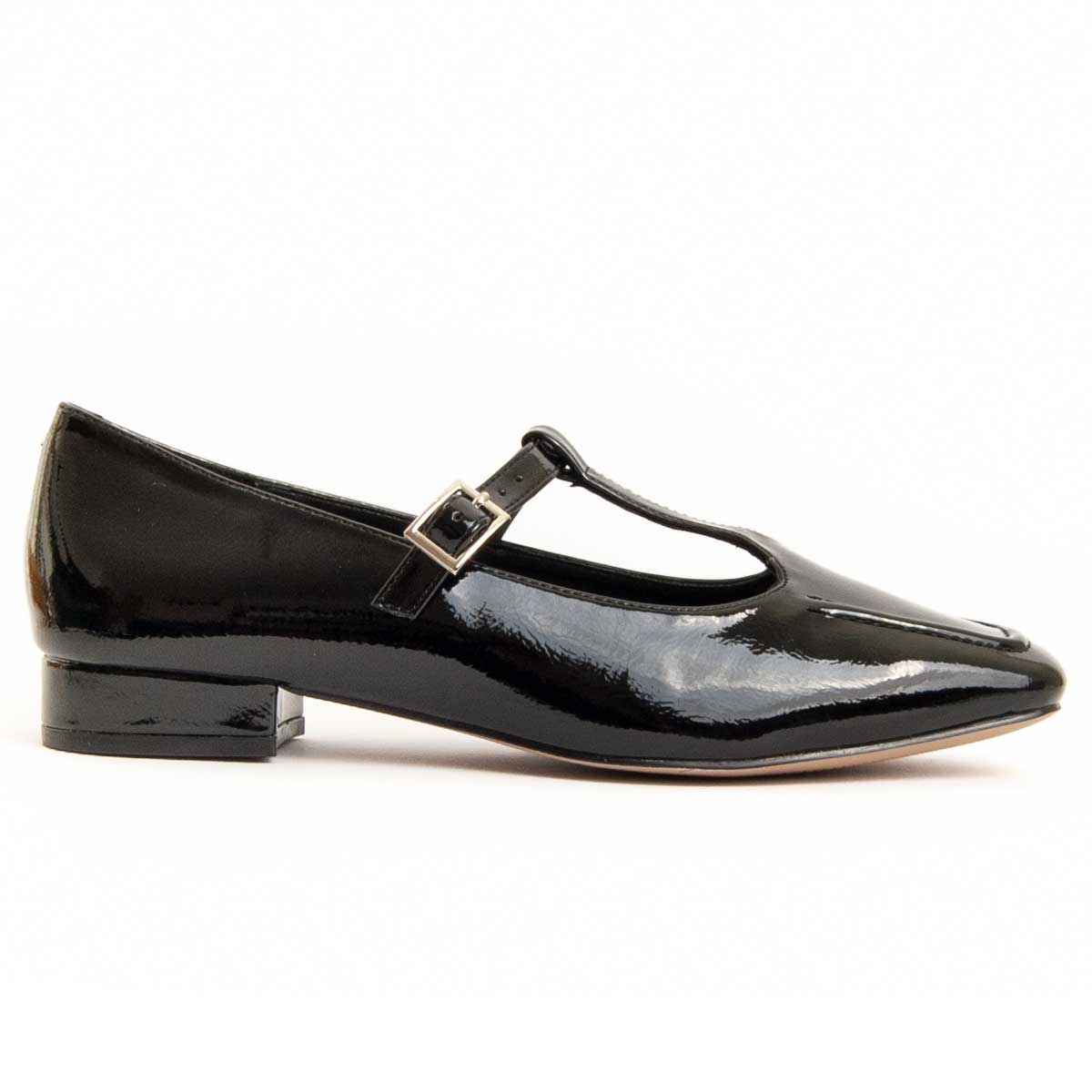 Schwarze Mary Jane Ballerinas aus Lackleder