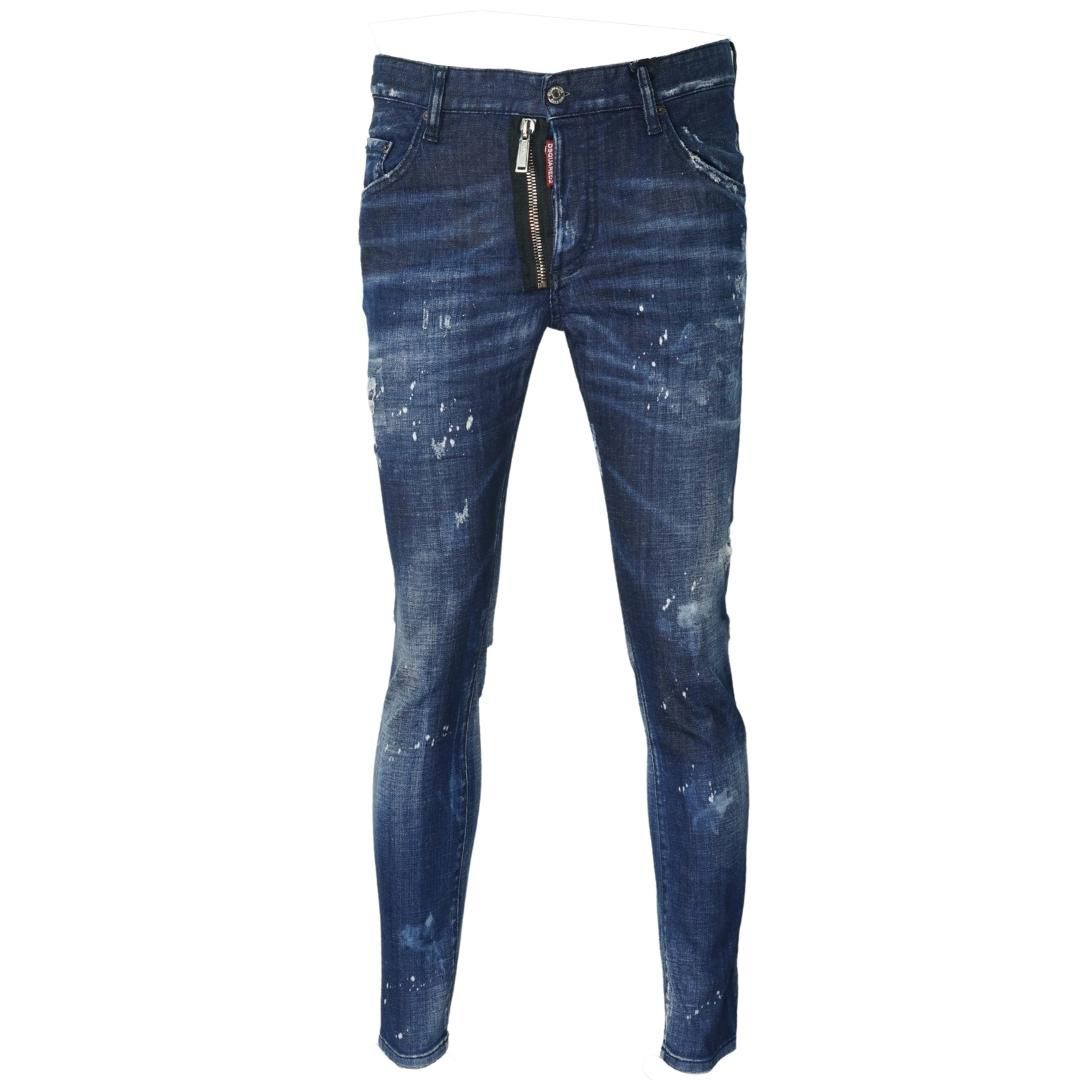 Skater Jeans mit Farbklecksen im Distressed-Look