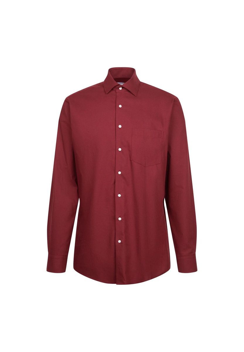 Burgunderfarbenes Flanellhemd in regulärer Passform