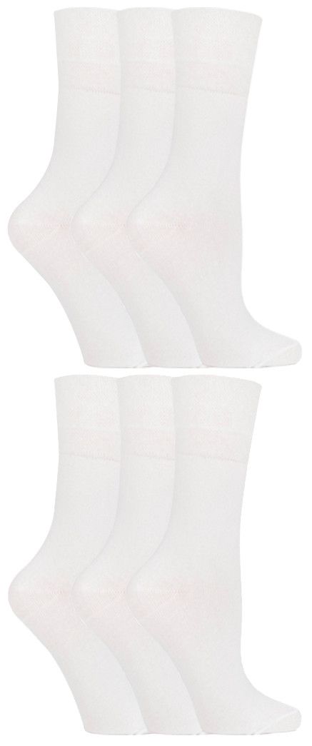 Gentle Grip - 6 Paar Damen-Diabetiker-Socken mit Honigkamm-Oberteil und handgekettelten Zehennähten - Weiß
