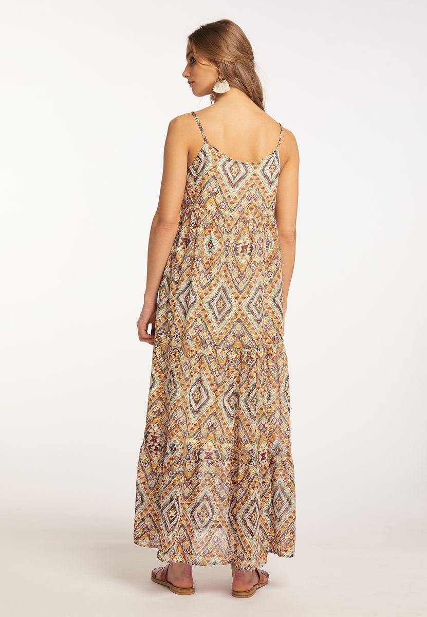 Stufen-Maxikleid mit Ethno-Print