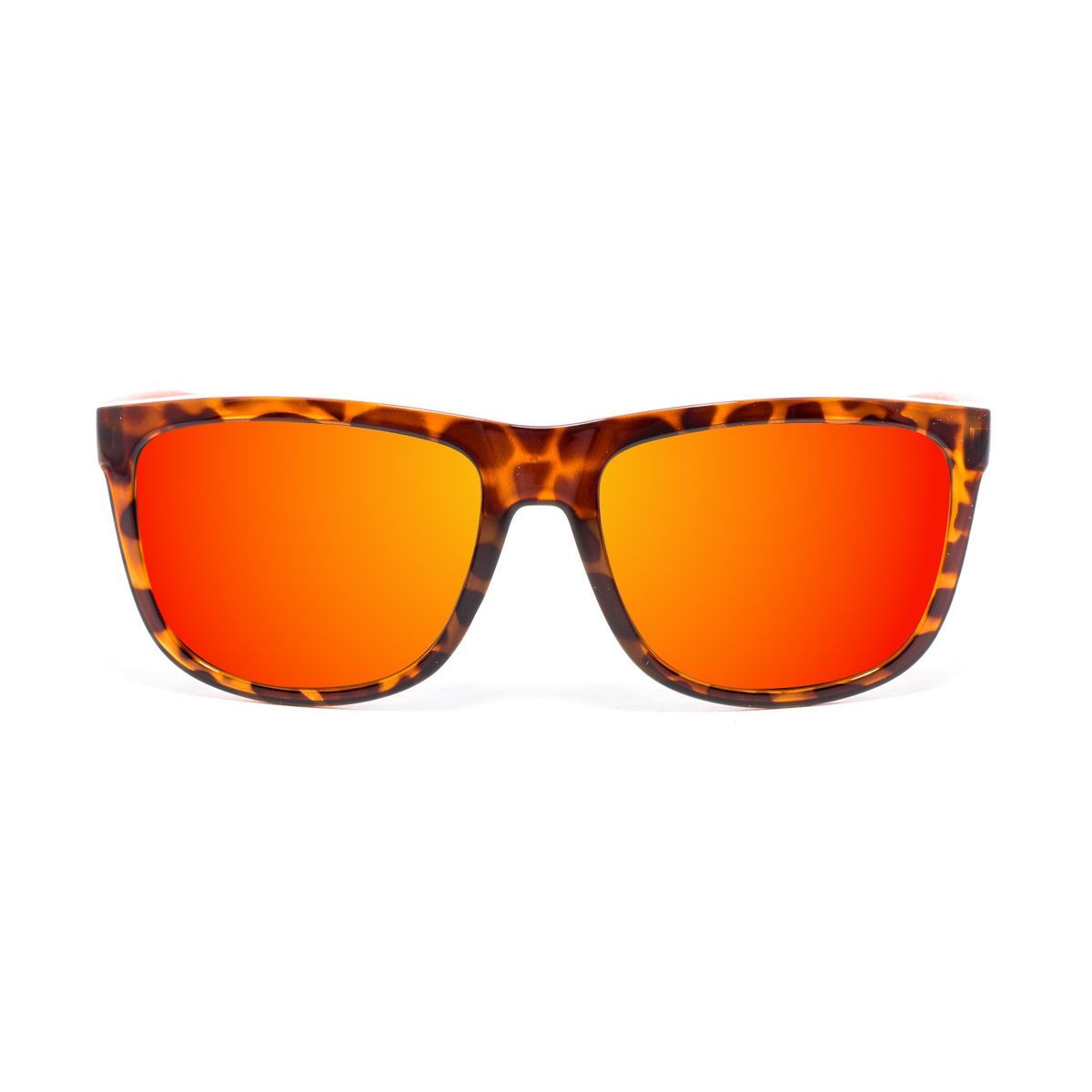 Quadratische Acetat-Sonnenbrille mit orangen Gläsern