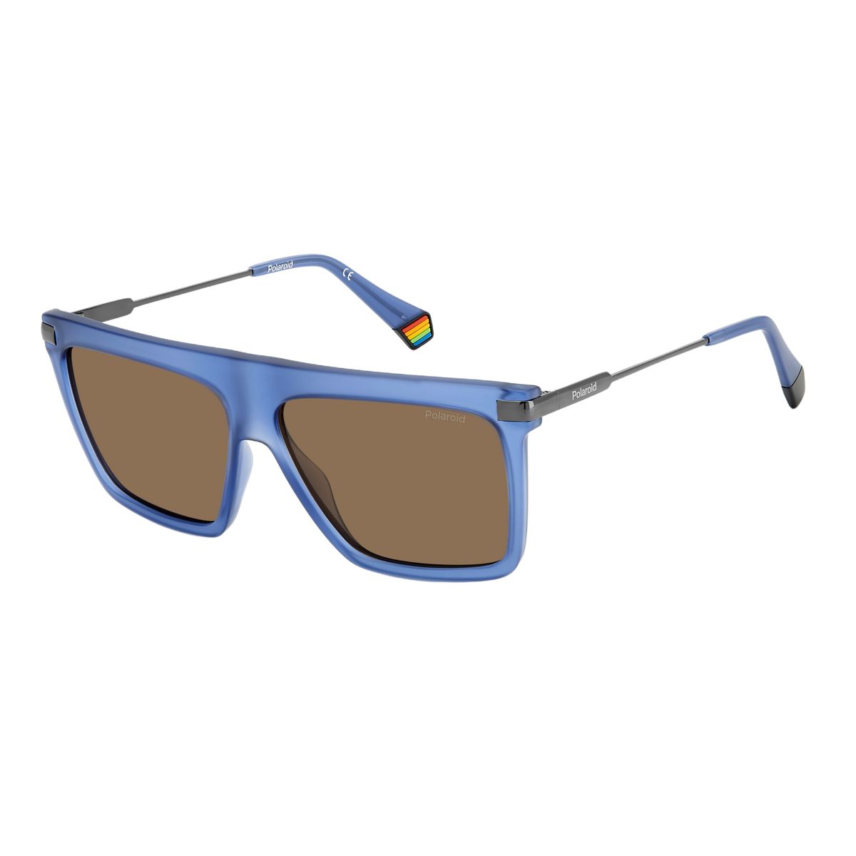 Quadratische Sonnenbrille Blauer Rahmen