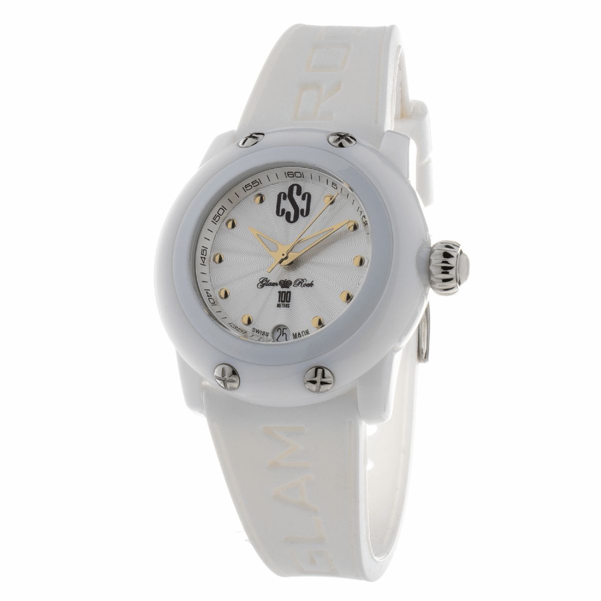 Glam Rock Weiße Gummiuhr