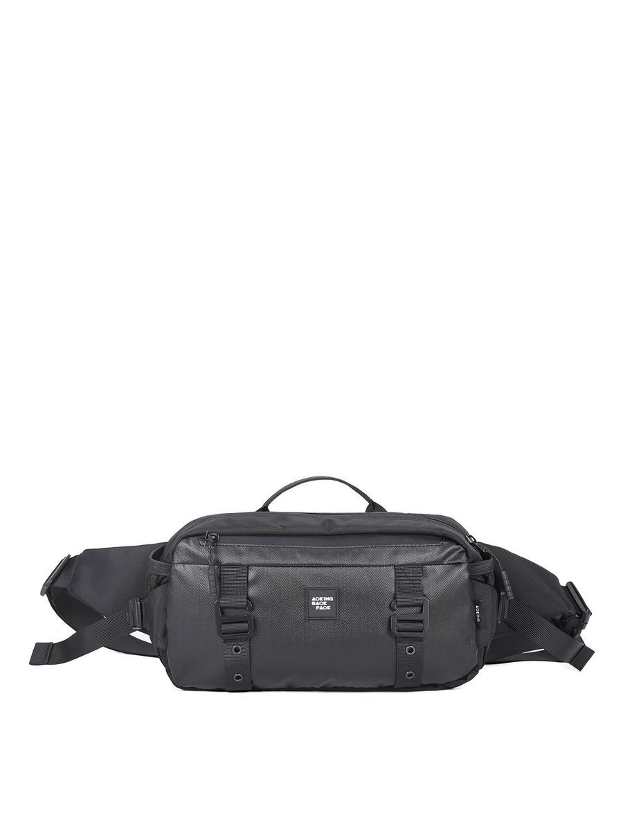 Schwarze Unisex-Gürteltasche mit Taschen