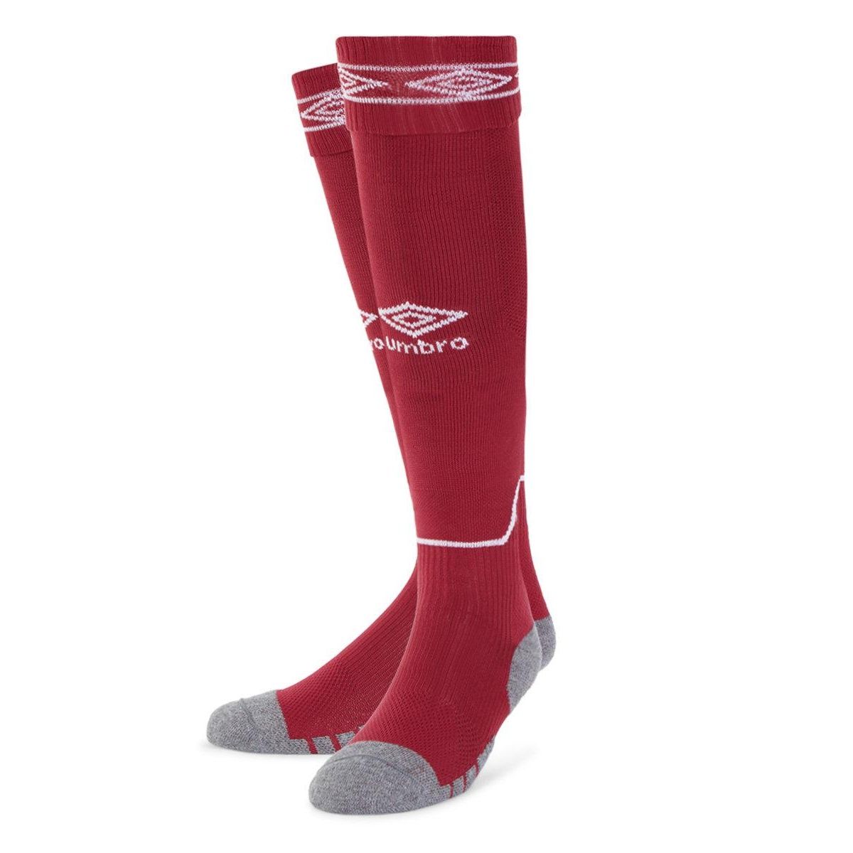 Burgunderfarbene, kniehohe Fußballsocken