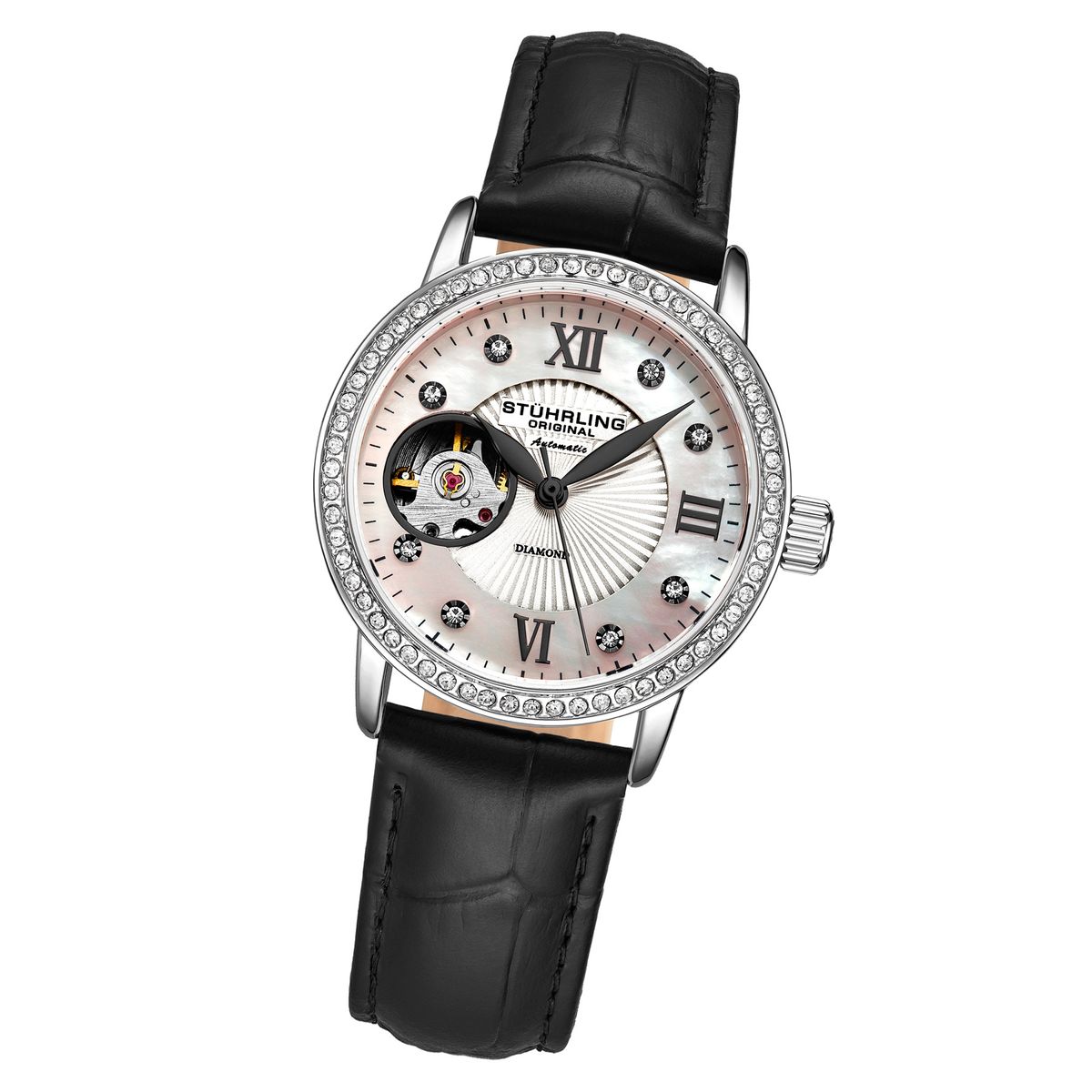 Elegante Automatik-Uhr mit Perlmutt-Zifferblatt