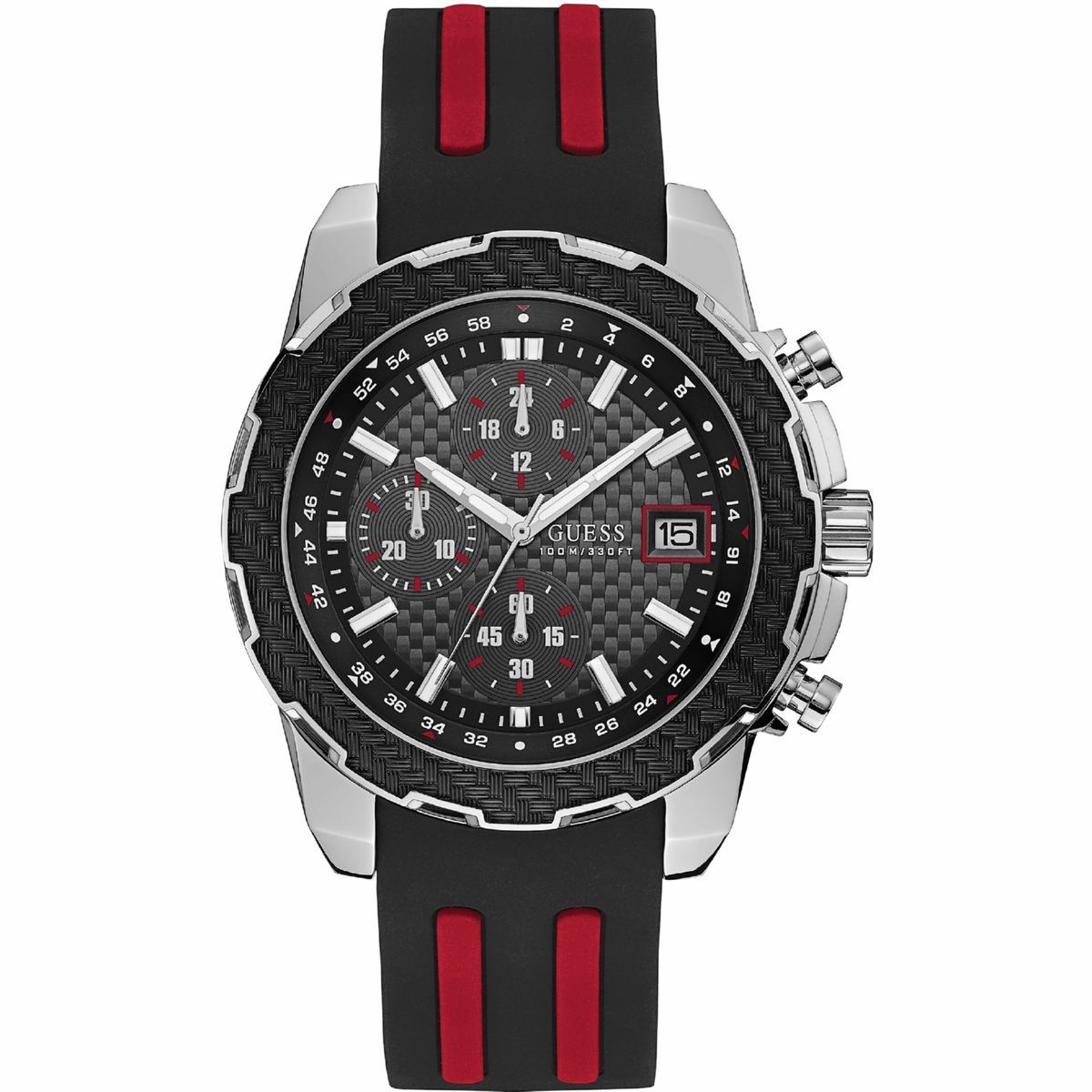 Herren Chronograph Uhr Silber Schwarz