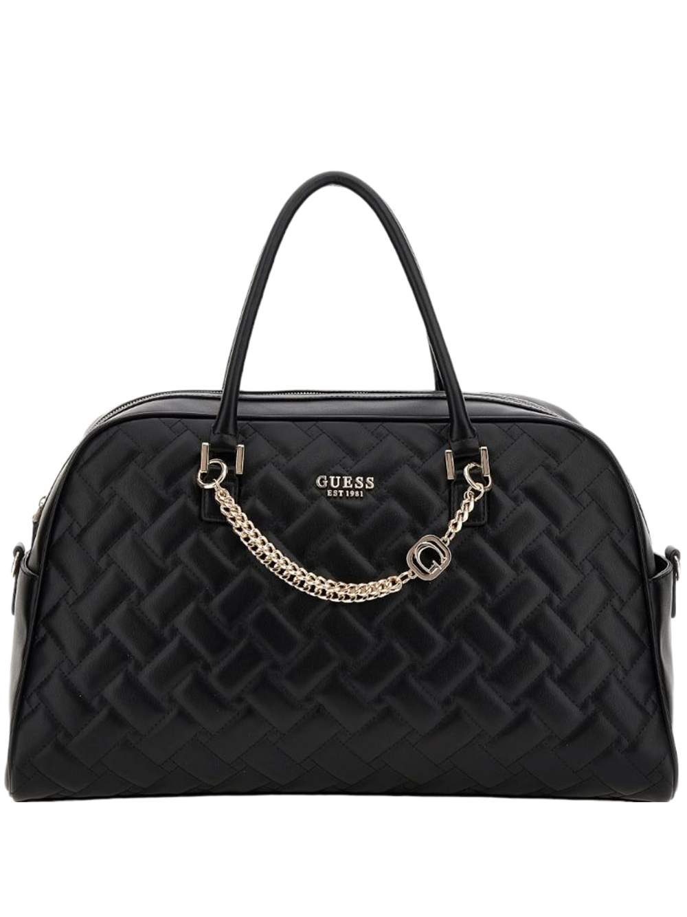 Gesteppte Bowling Satchel mit Kettendetail