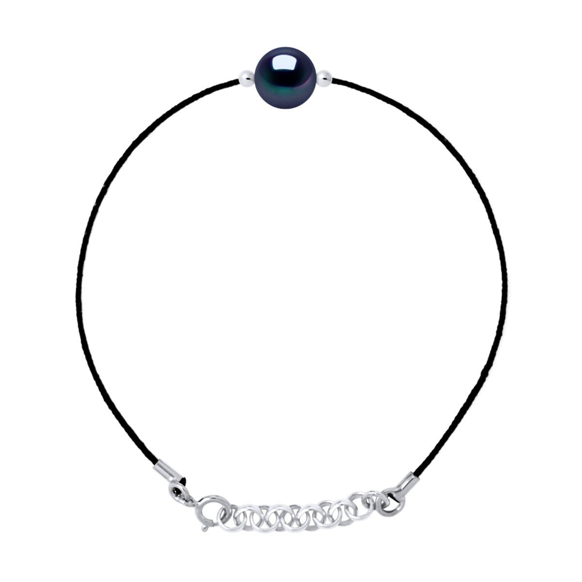 Schwarzes Perlenarmband mit Kordel