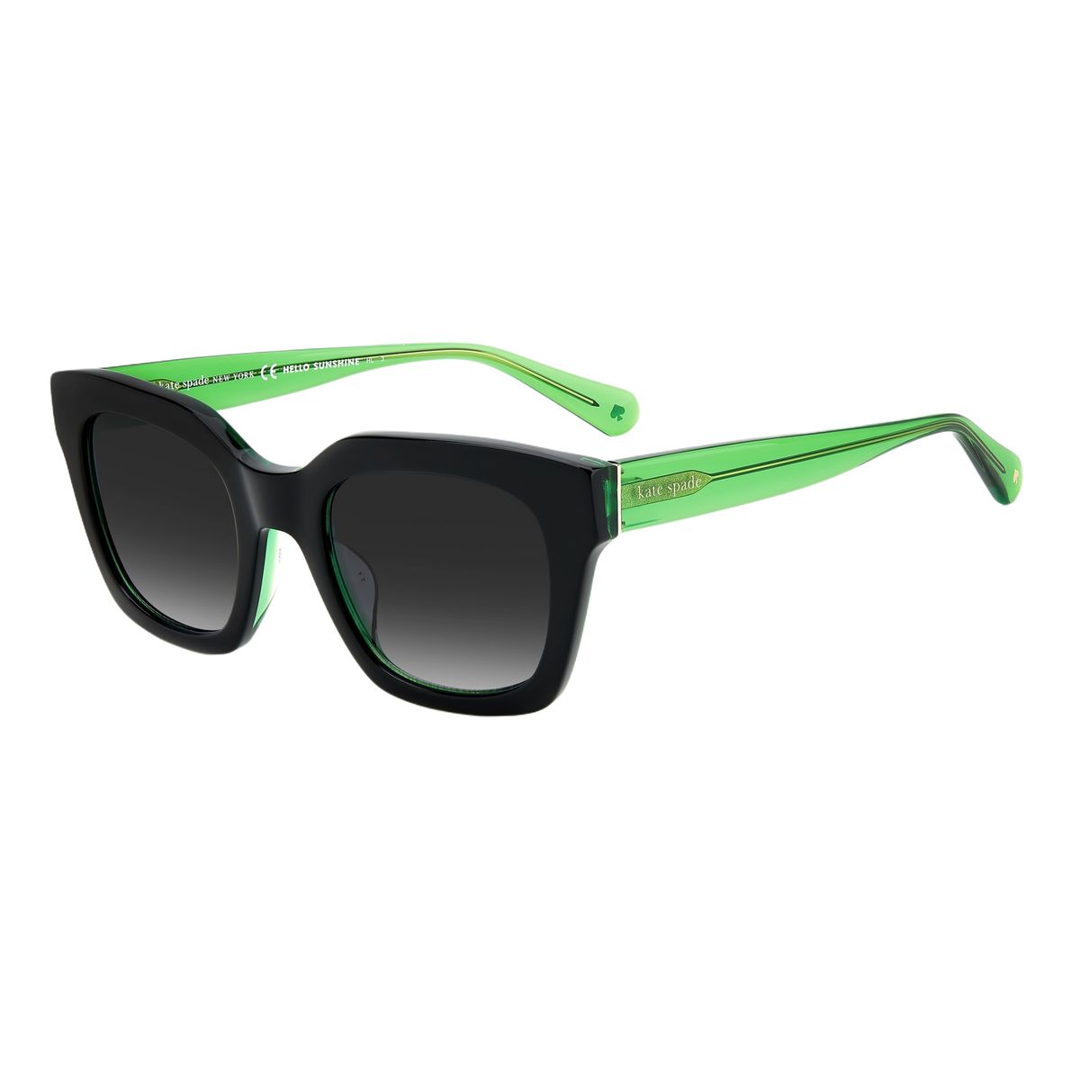 Quadratische Sonnenbrille mit grünen Bügeln