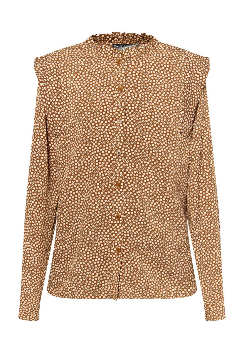Bluse mit Blumenmuster und Rüschenkragen