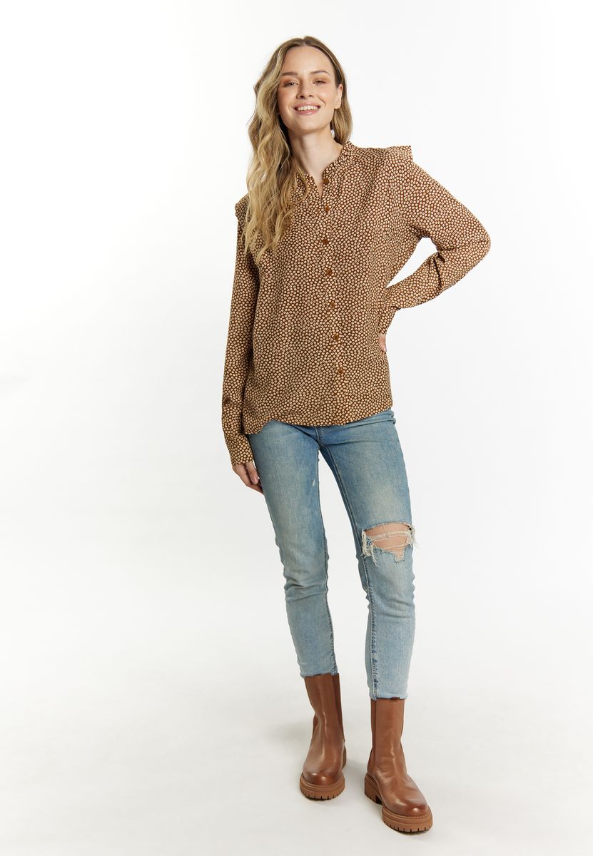 Romantische Bluse mit Blumenmuster und Rüschen