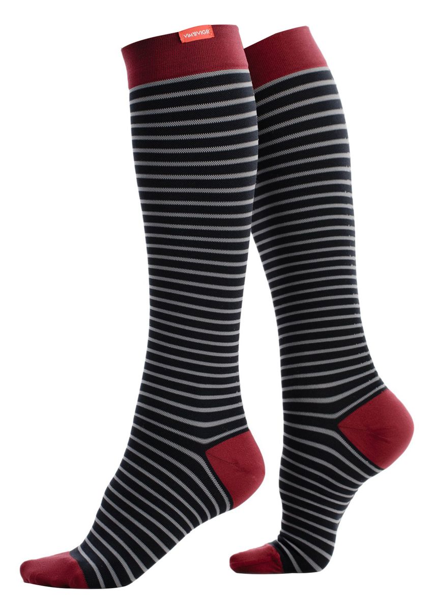 VIM&VIGR - Breite Wadenstrümpfe mit abgestufter Kompression 30-40 mmhg mit Nylon für Männer & Frauen - Schwarz & Grau