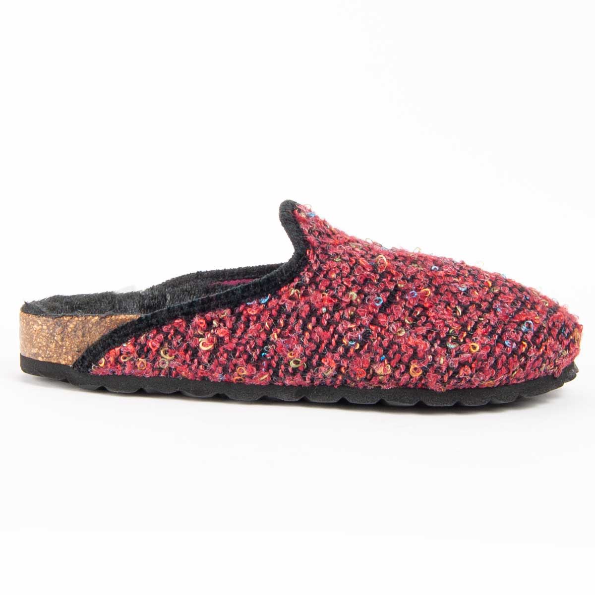 Tweed-Clog mit Korksohle zum Schlüpfen