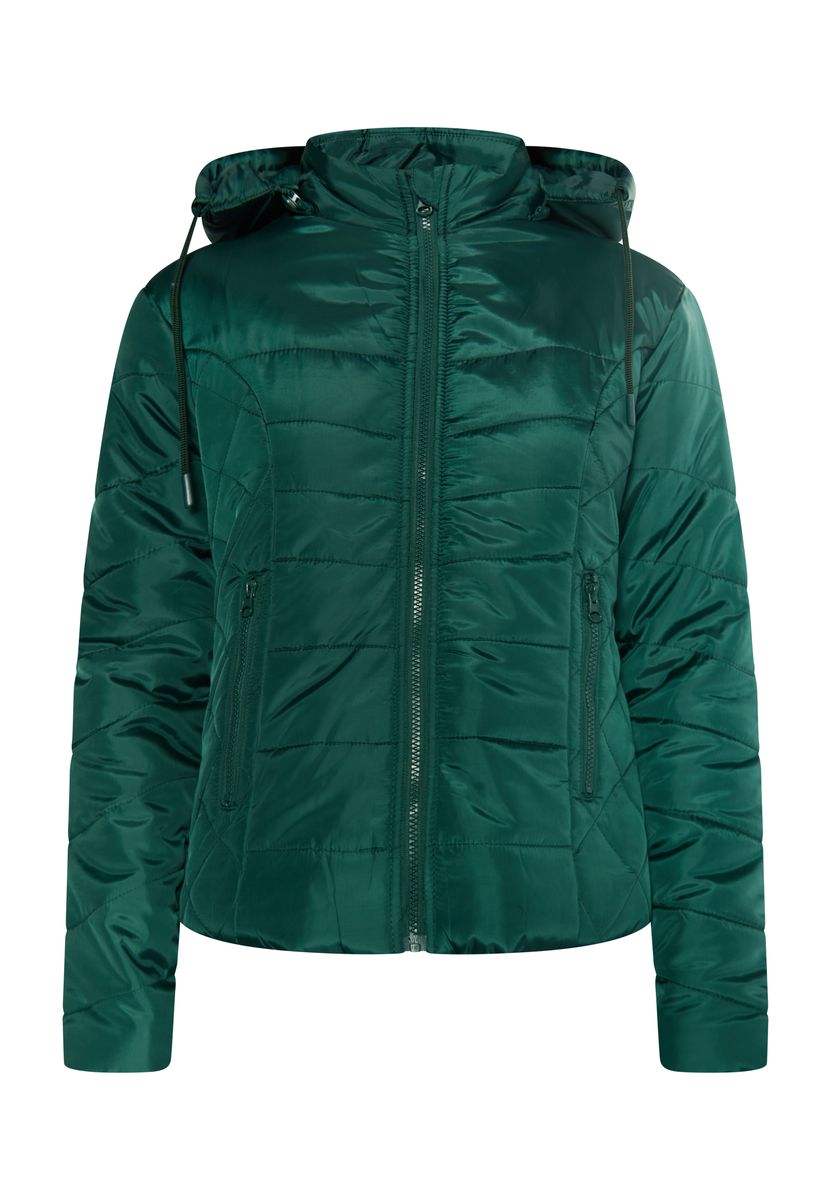 Wattierte Jacke mit Kapuze und Reißverschlusstaschen