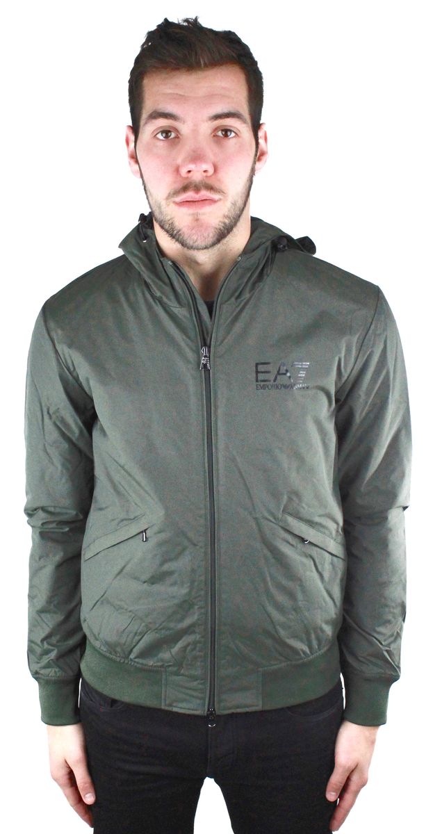 Grüne EA7 Bomberjacke mit Reißverschluss