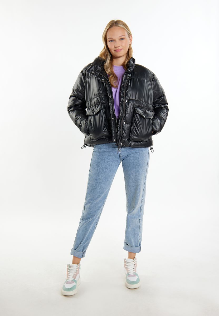Schimmernde Steppjacke mit Taschen
