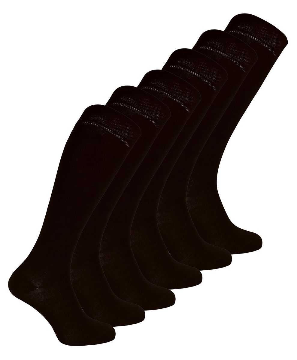 6 Paar Damen lange Bambus Socken | Damen Kniestrümpfe - Schwarz
