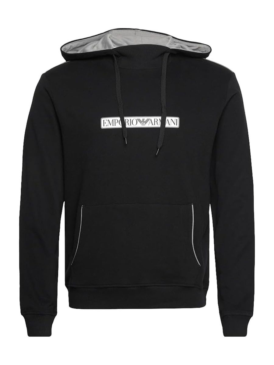 Herren Schwarzes Logo Kapuzenpullover Sweatshirt